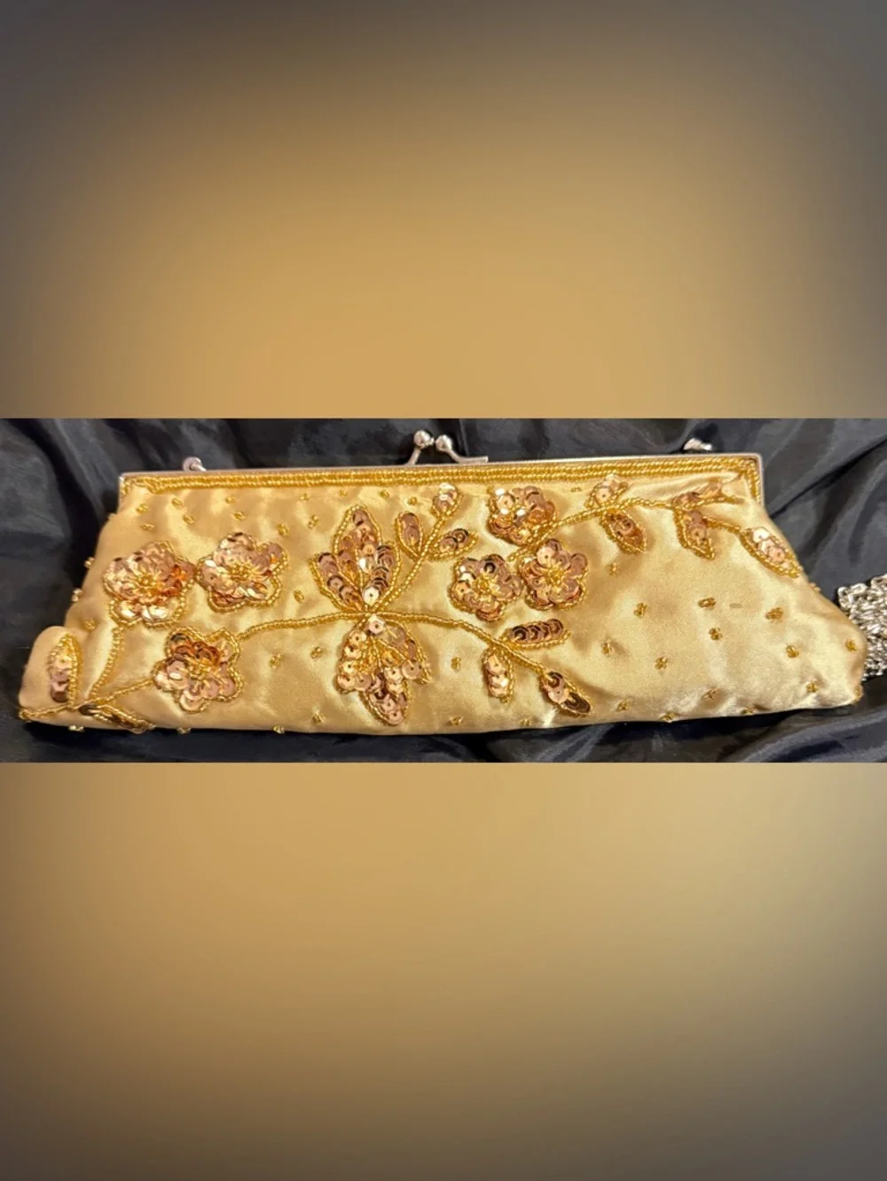 Y2K Deadstock Gold Beaded Evening Clutch Shoulder Bag NWT Bijoux Terner - Picture 5 of 13